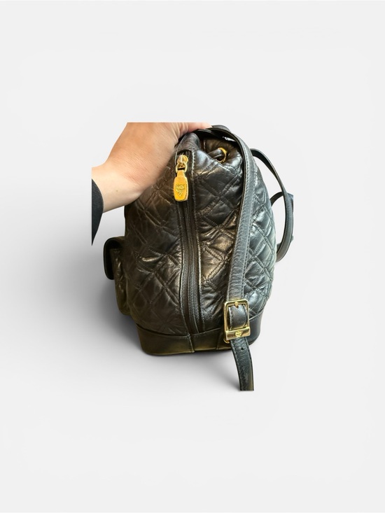 MCM Black Quilted Leather Stark Backpack with Gold Accents